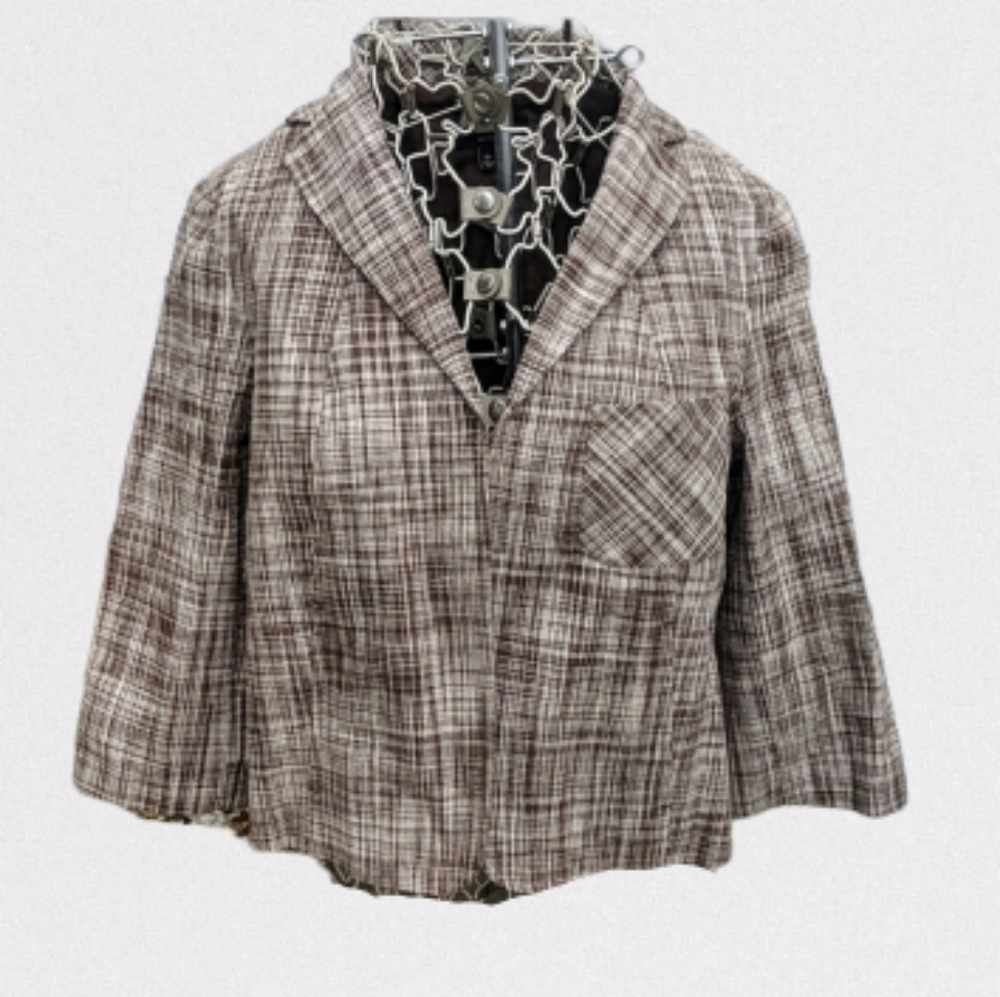 Talbot's Petites brown & white plaid blazer